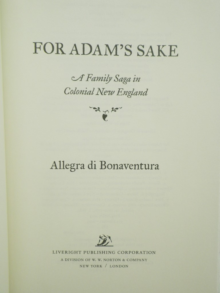 Image 1 of For Adam's Sake: A Family Saga in Colonial New England