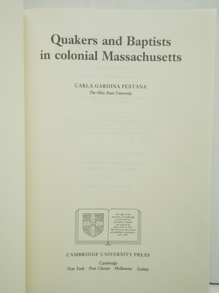 Image 1 of Quakers and Baptists in Colonial Massachusetts