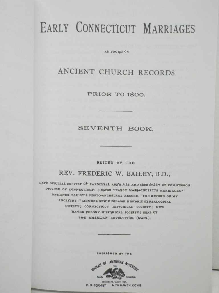 Image 2 of Early Connecticut Marriages: As Found on Ancient Church Records, Prior to 1800 (