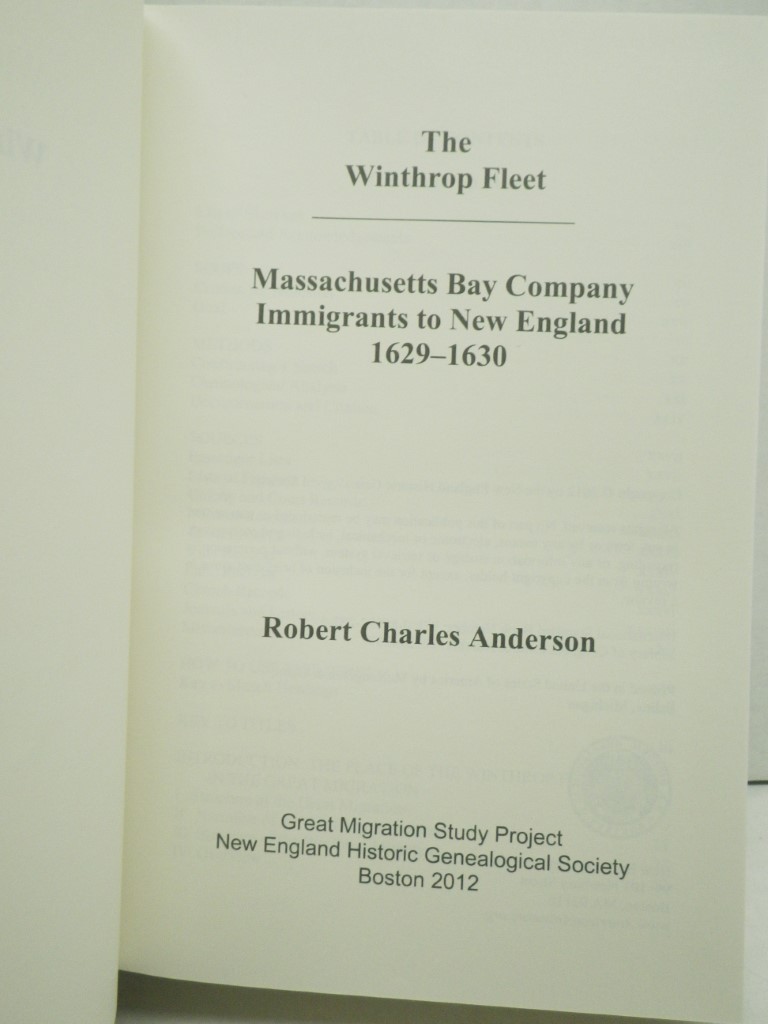 Image 1 of The Winthrop Fleet: Massachusetts Bay Company Immigrants to New England, 1629–