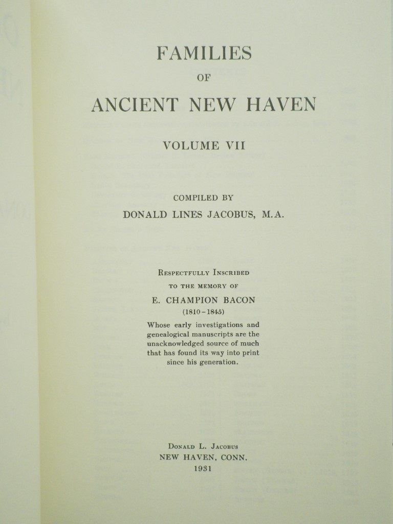 Image 2 of Families of Ancient New Haven: With an Index Vol. by Helen L. Scranton. 9 vols. 