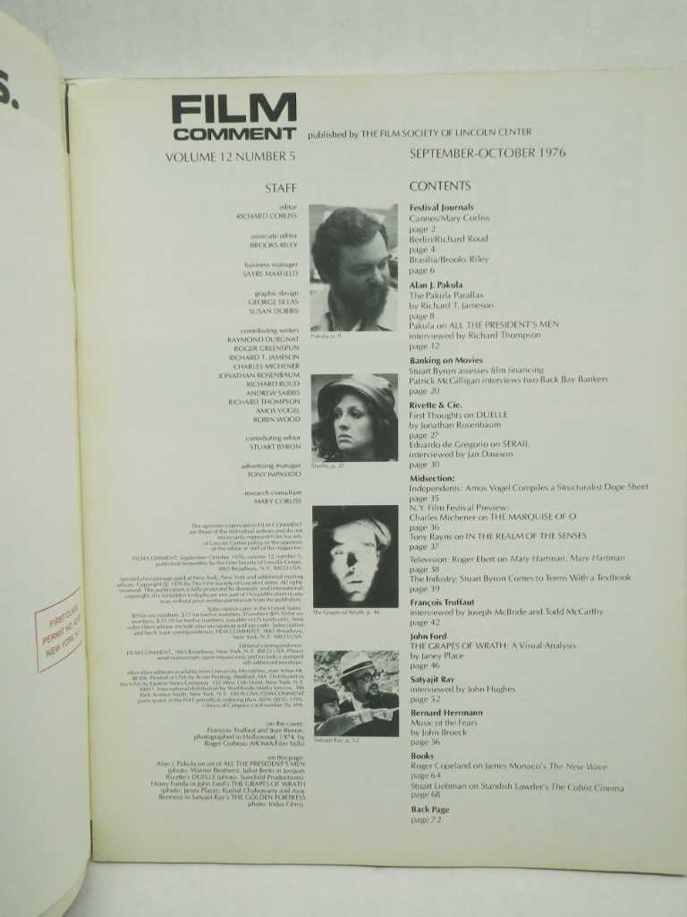 Image 1 of FILM Comment Magazine 1976 (vol. 12, nos. 1-6)