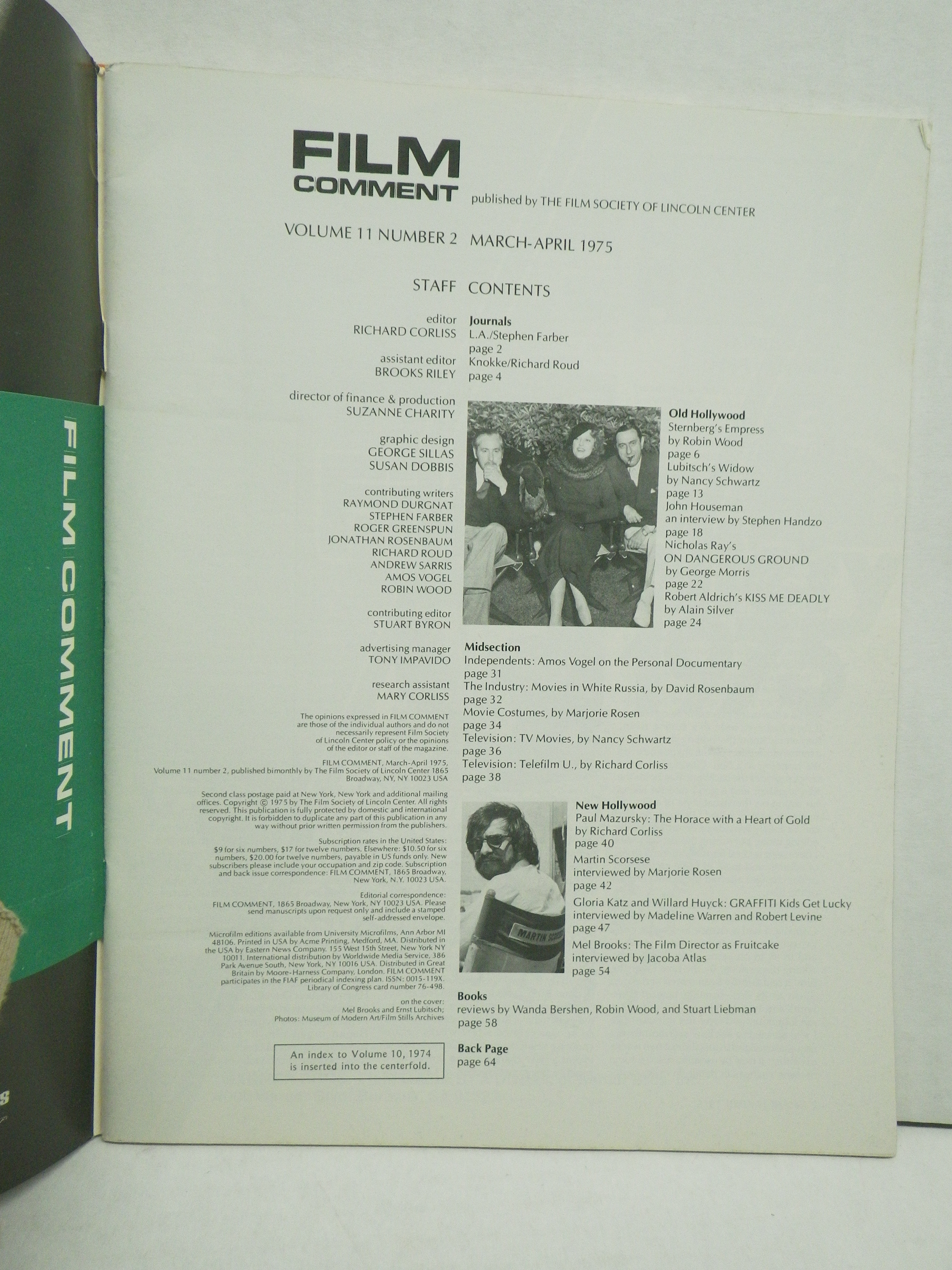 Image 1 of FILM Comment Magazine  1975  (Vol.11, nos.2-6