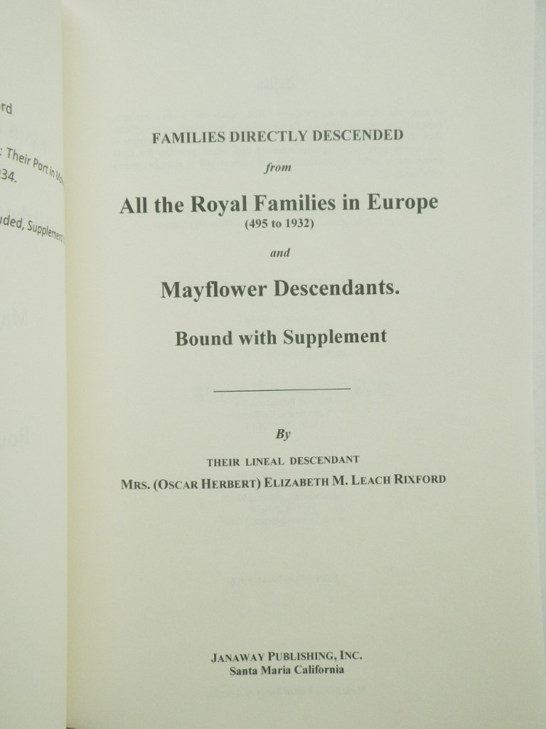 Image 1 of Families Directly Descended from All the Royal Families in Europe (495 to 1932) 