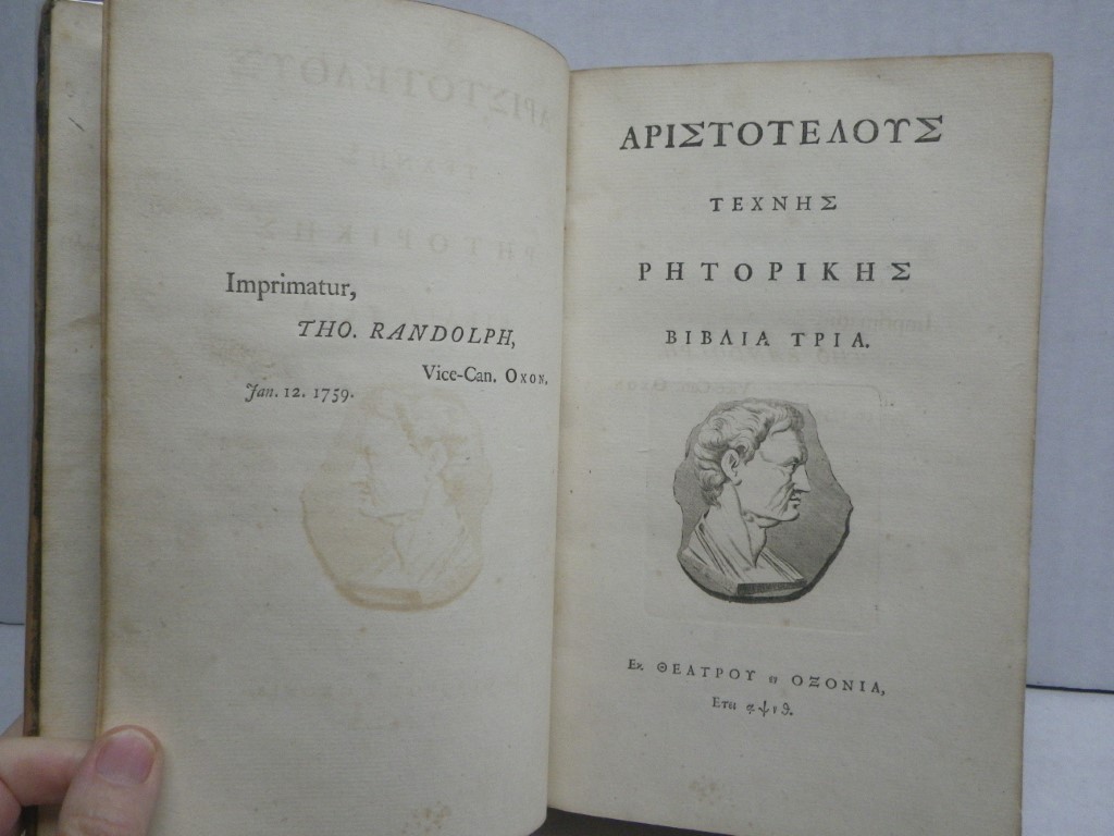 Image 2 of Aristotle's Art of Rhetoric, Book Three,signed by Bishop  John Hume