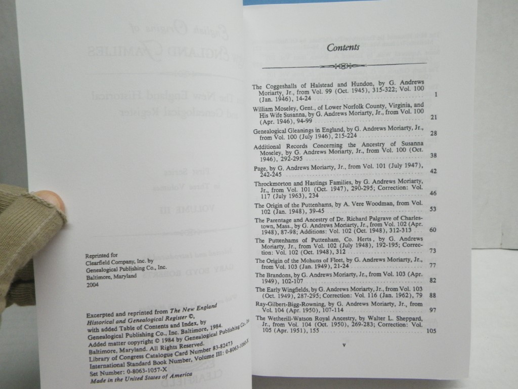 Image 3 of English Origins of New England Families: Volumes I, II and III