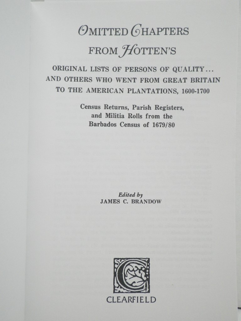Image 3 of Omitted Chapters from Hotten's Original Lists of Persons of Quality . . .