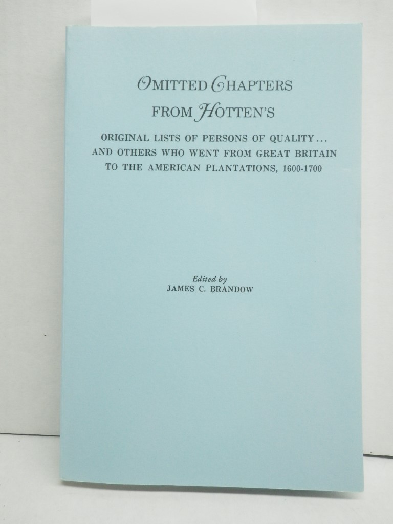 Image 0 of Omitted Chapters from Hotten's Original Lists of Persons of Quality . . .