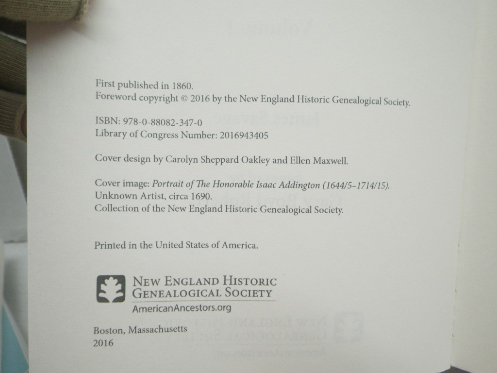 Image 2 of A Genealogical Dictionary of the First Settlers of New England, Vol I