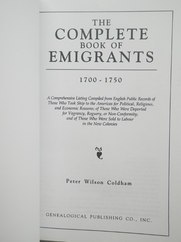 Image 1 of Complete Book of Emigrants, 1700-1750