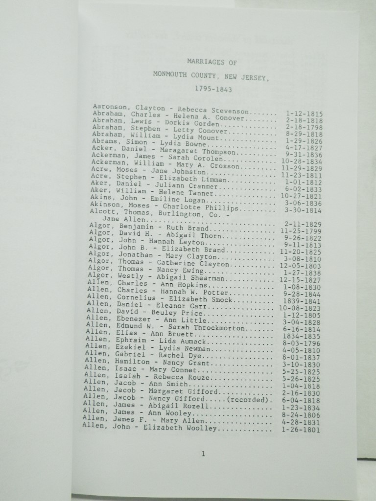 Image 3 of Marriages of Monmouth County, New Jersey, 1795-1843