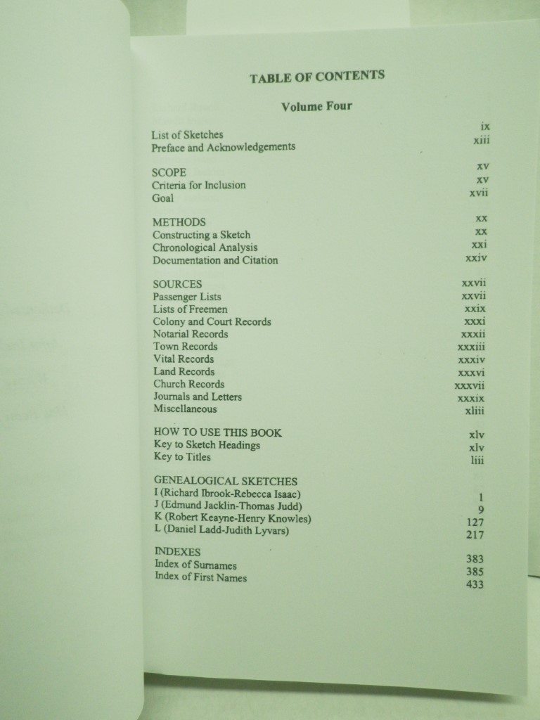 Image 2 of The Great Migration: Immigrants to New England, 1634-1635, Volume IV: I-L (paper