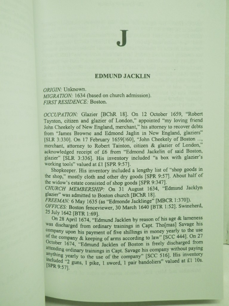 Image 3 of The Great Migration: Immigrants to New England, 1634-1635, Volume IV: I-L (paper