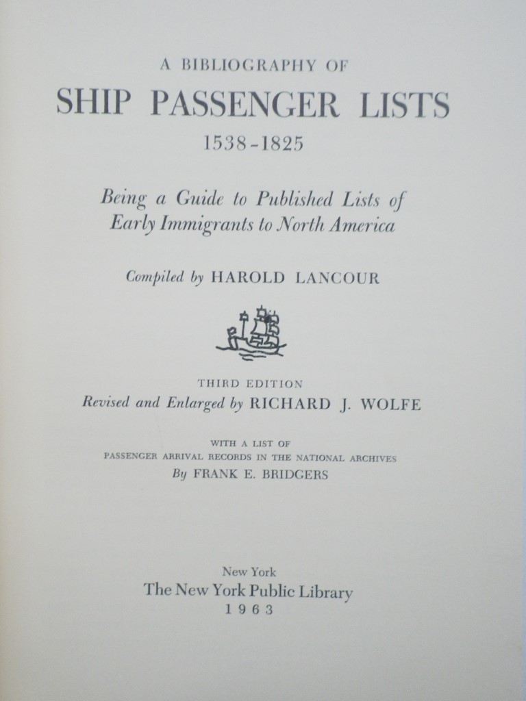 Image 1 of A Bibliography of Ship Passenger Lists 1538 - 1825 Lancour 3rd Edition 1963 HC