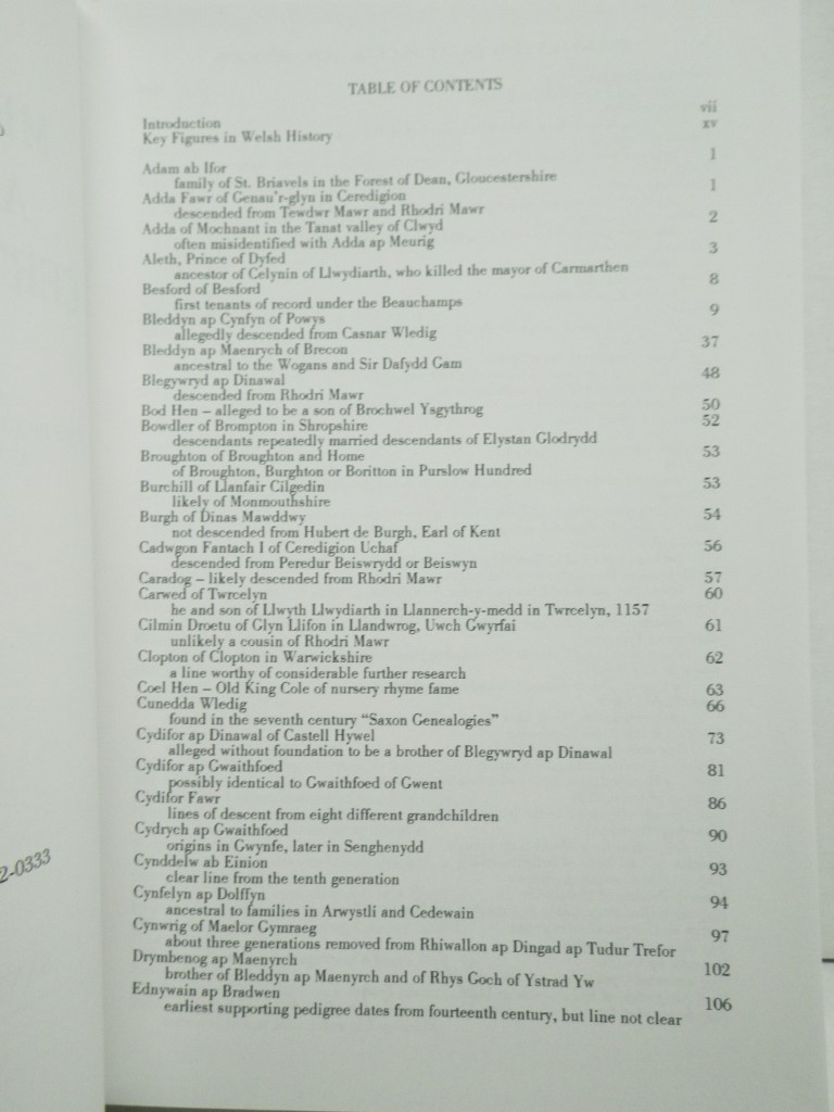 Image 2 of Medieval Welsh Ancestors of Certain Americans: A Comprehensive Genealogy with Bi