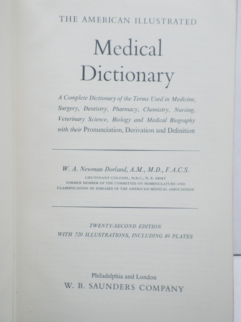 Image 1 of The American Illustrated Medical Dictionary  (22nd Edition)