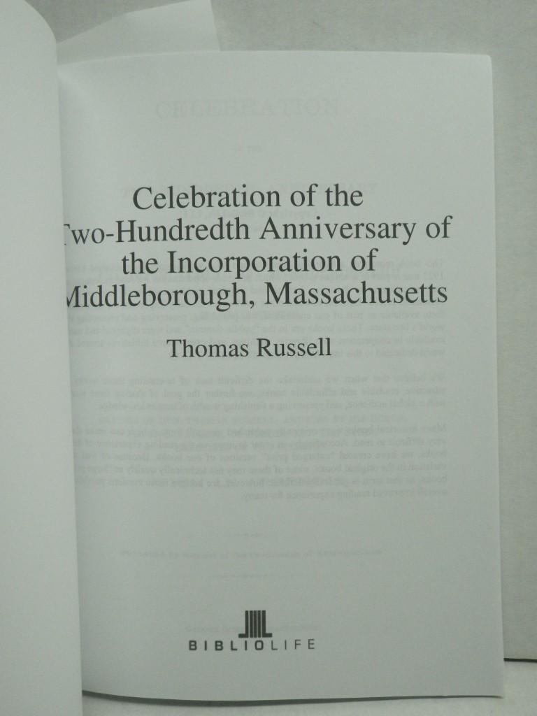 Image 1 of Celebration of the Two-Hundredth Anniversary of the Incorporation of Middleborou