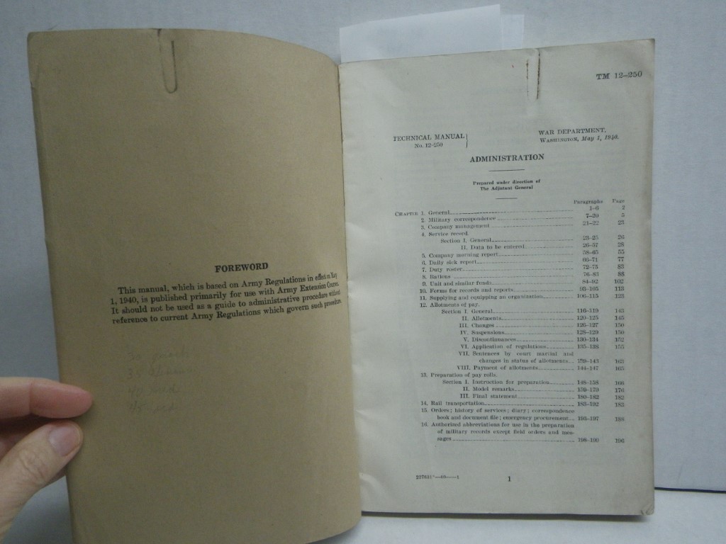 Image 1 of TM 12-250 Adnimistration Technical Manual