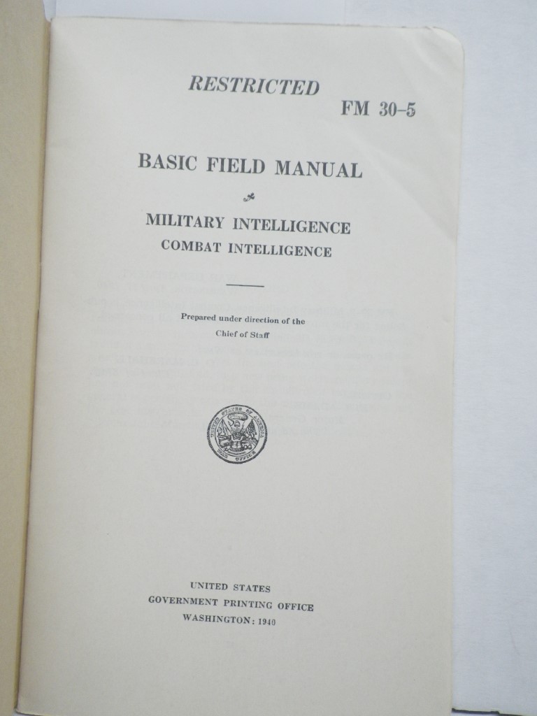 Image 1 of FM 30-5 Basic Field Manual:  Military Intelligence Combat Intelligence