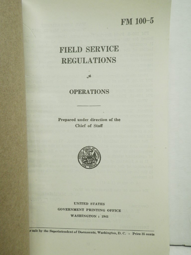 Image 1 of FM 100-5 Field Service Regulations, Operations