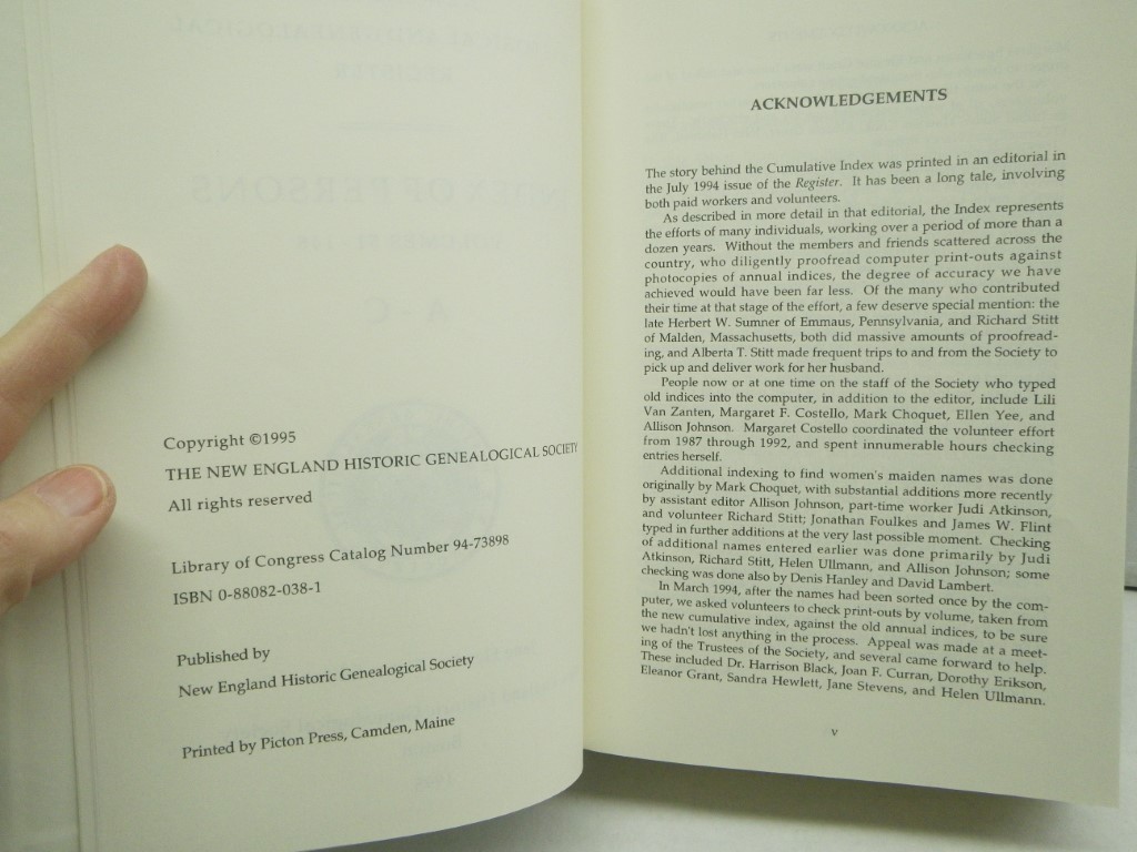 Image 4 of The New England Historical and Genealogical Register: Index of Persons, Volumes 