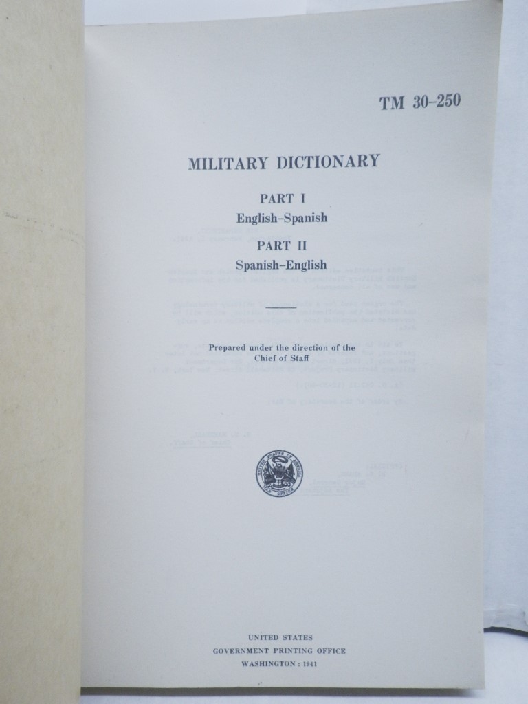 Image 1 of TM 30-250 Military Dictionary English-Spanish, Spanish-English