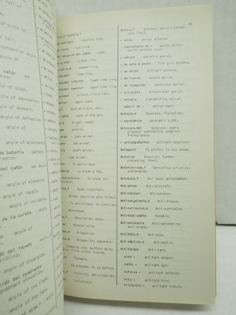 Image 4 of TM 30-250 Military Dictionary English-Spanish, Spanish-English