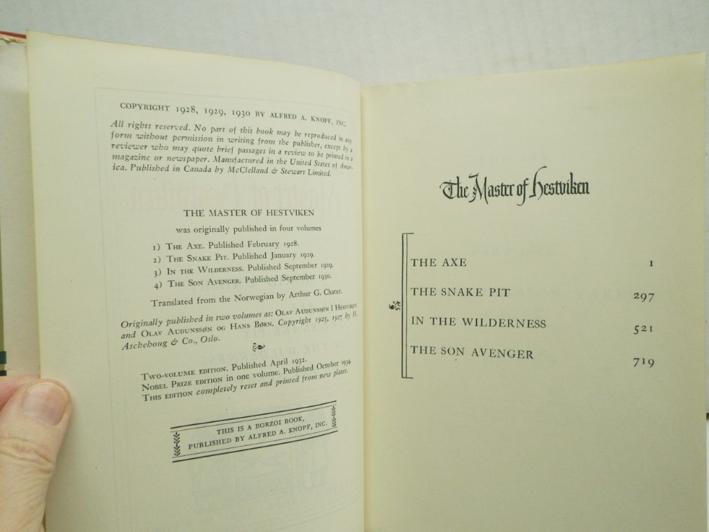 Image 3 of The Master of Hestviken:  The Axe, The Snake Pit, In the Wilderness, the Son Ave