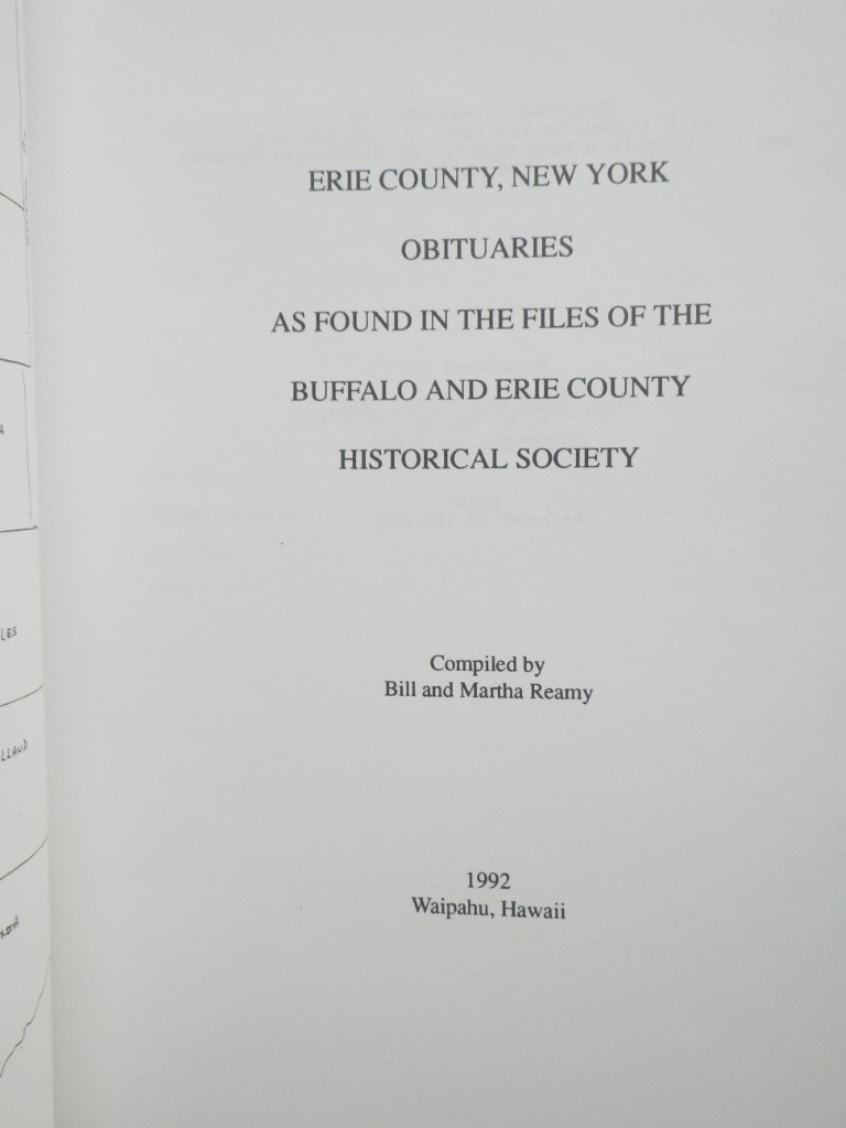 Image 1 of Erie County, New York Obituaries As Found in the Files of the Buffalo and Erie C