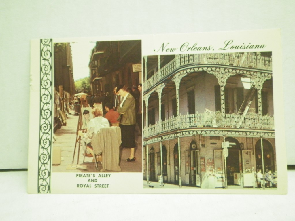 Image 0 of Vintage New Orleans postcard with canceled 4c Lincoln stamp