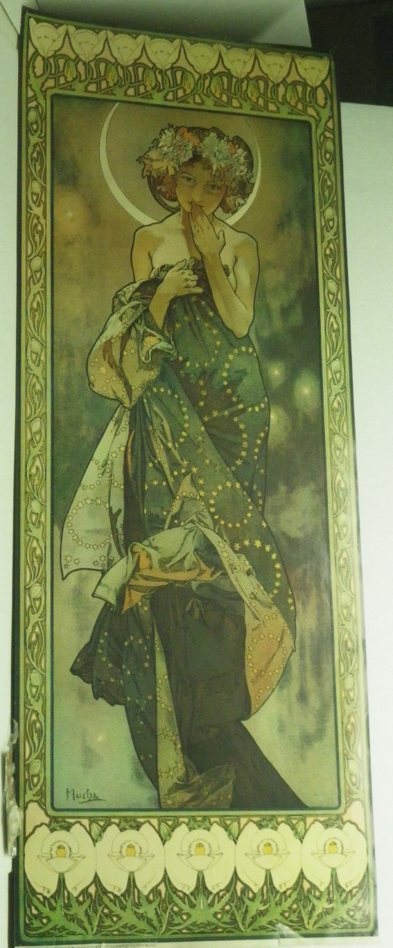 Mucha Poster, 46x17, The Moon, Vintage