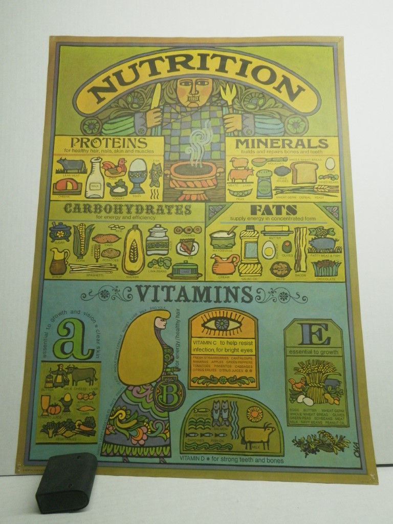 Nutrition Poster, 29x 21,  vintage from 1970's by Jane Teiko Oka