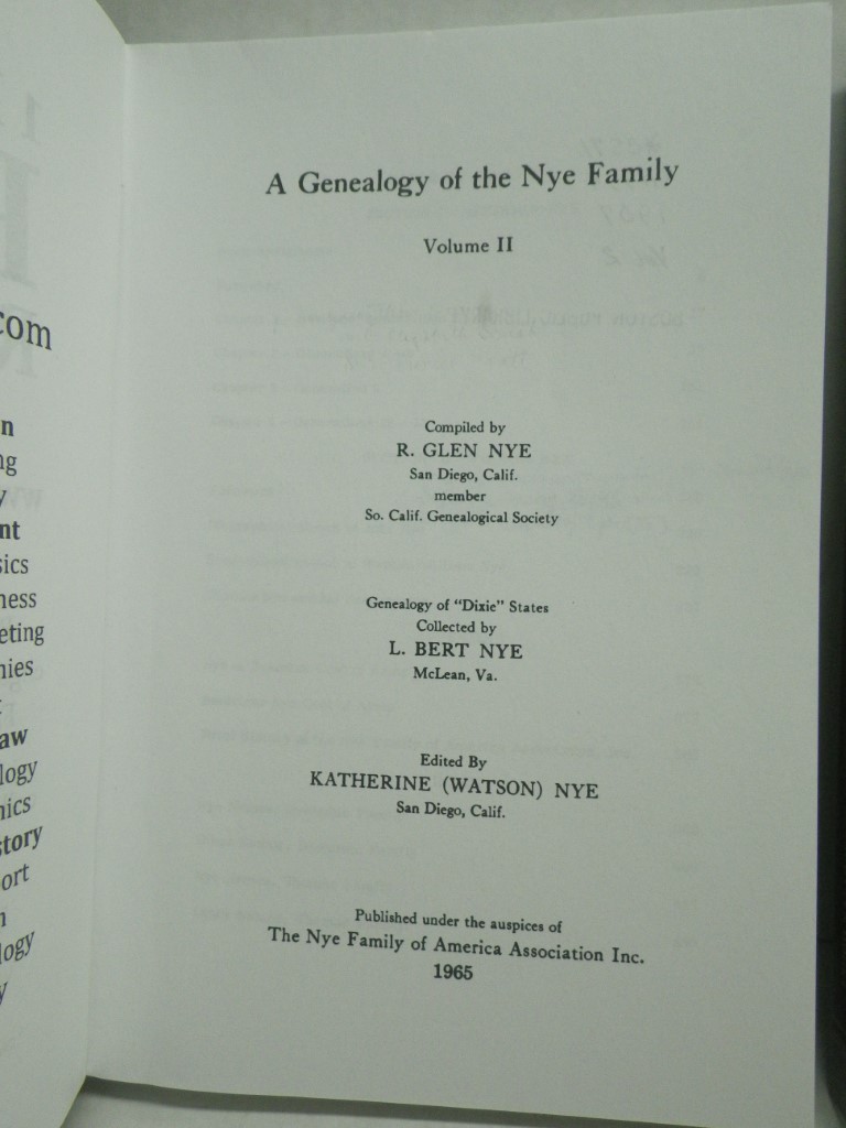 Image 2 of A Genealogy of the Nye Family (Classic Reprint Series:  Vol., 2, 3 and 4