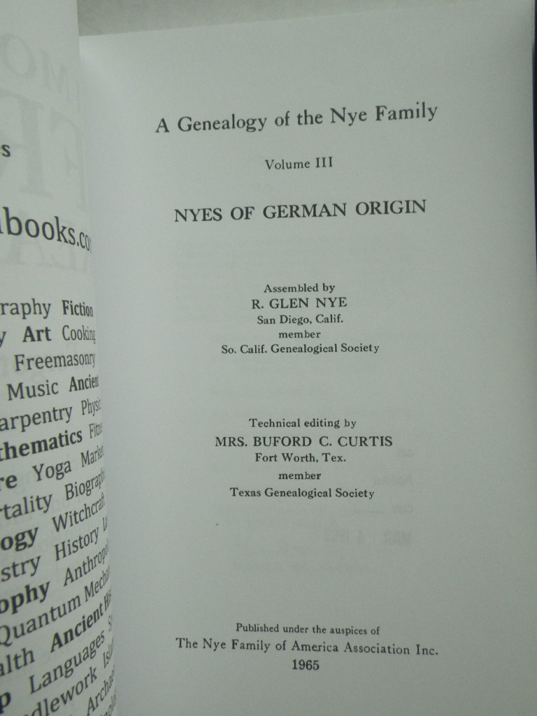 Image 3 of A Genealogy of the Nye Family (Classic Reprint Series:  Vol., 2, 3 and 4