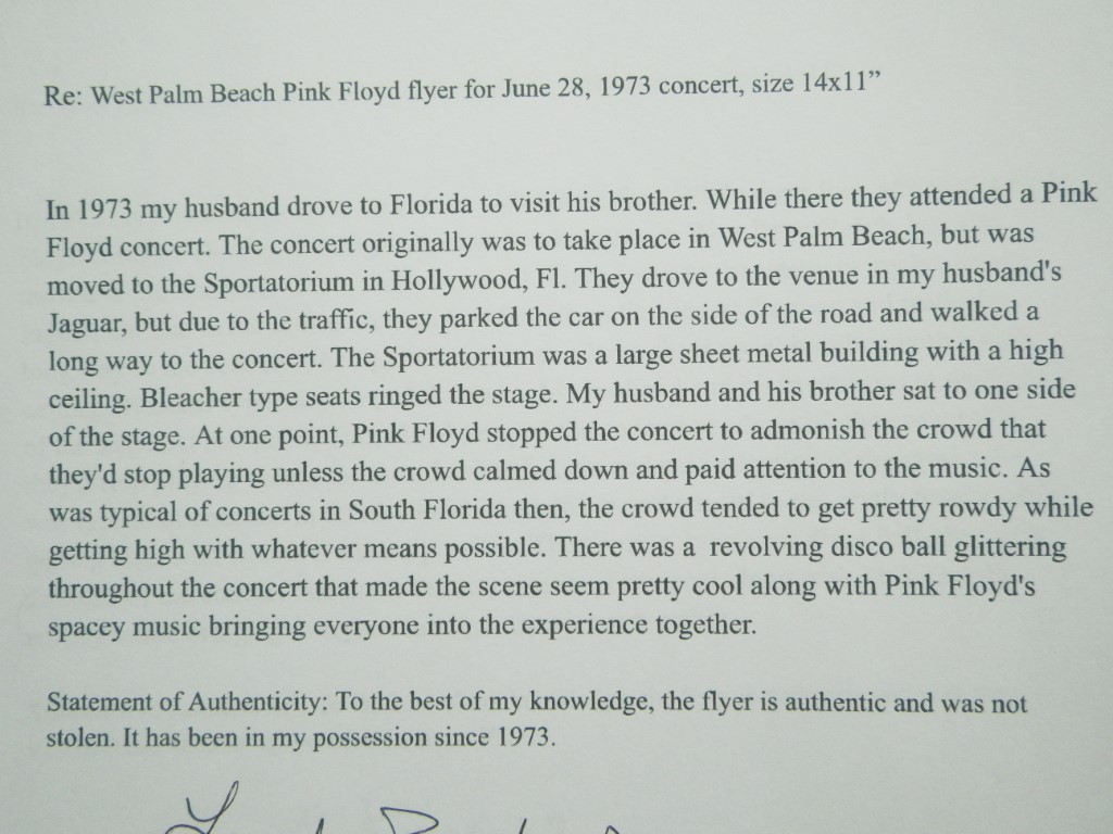 Image 3 of Pink Floyd Flyer Vintage 1973 Original, 14x 11