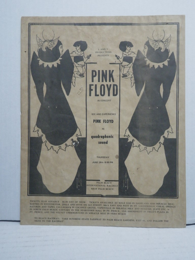 Pink Floyd Flyer Vintage 1973 Original, 14x 11 Acceptable