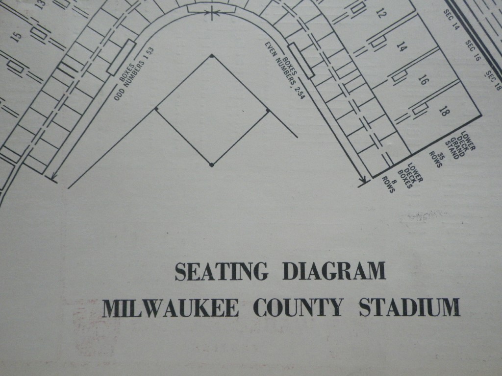 Image 1 of Baseball Milwaukee Braves County Stadium Seating Diagram 1955, 18x 12