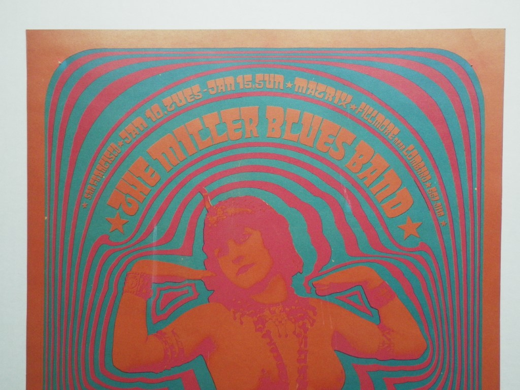 Image 1 of VERY RARE ORIGINAL VINTAGE Steve Miller Band Jan 10, 1967 Concert Poster VG, 20x