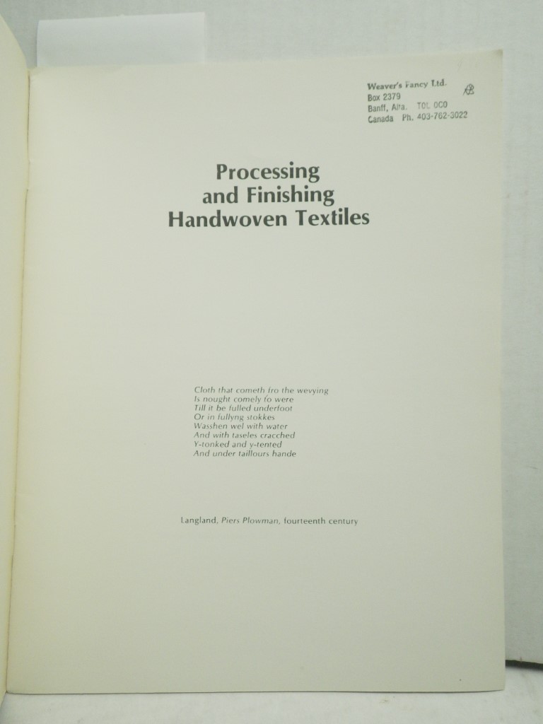 Image 1 of Processing and Finishing Handwoven Textiles:  Monograph Three