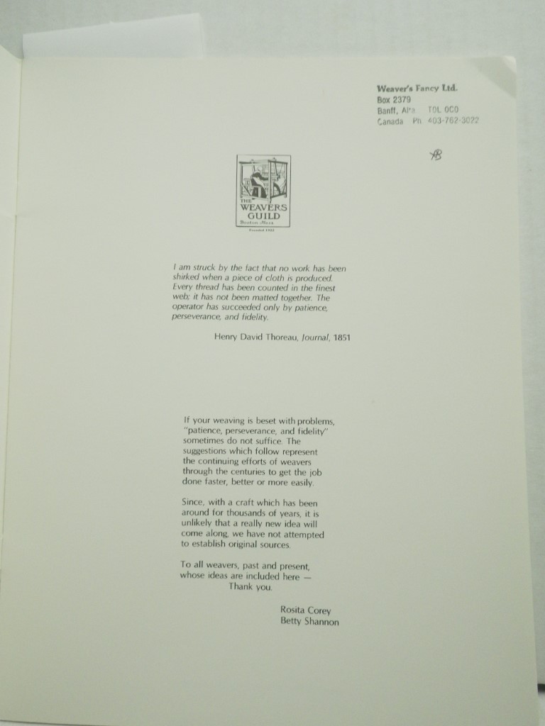 Image 1 of Weavers' Wisdom: 250 Aids to Happier Weaving (Monograph Two)