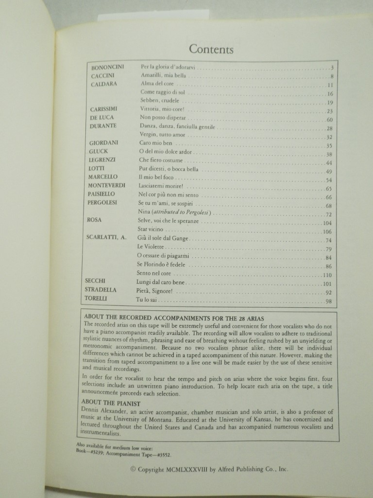 Image 1 of 28 Italian Songs and Arias (For Medium High Voice)