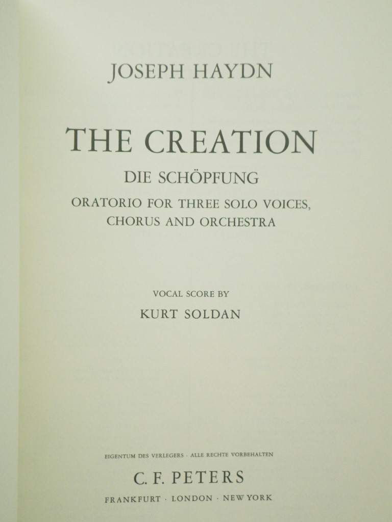 Image 1 of Haydn:  The Creation (Die Schopfung) Vocal Score, Edition Peters No.66