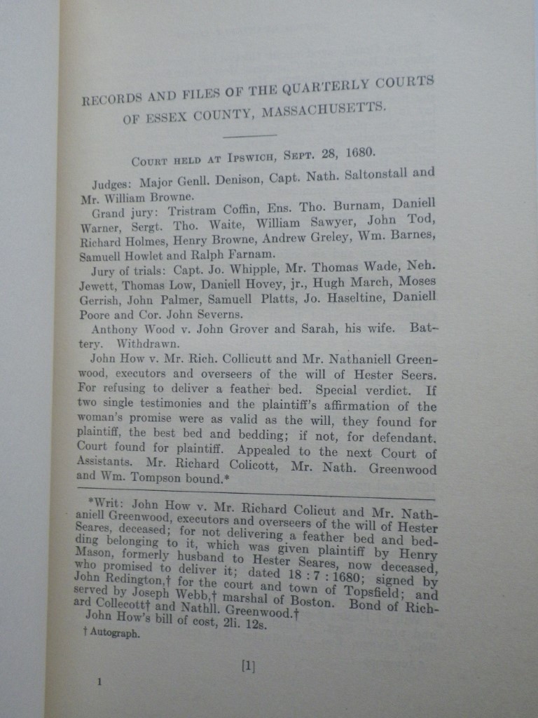Image 2 of Records and Files of the Quarterly Courts of Essex County, Massachusetts (Volume