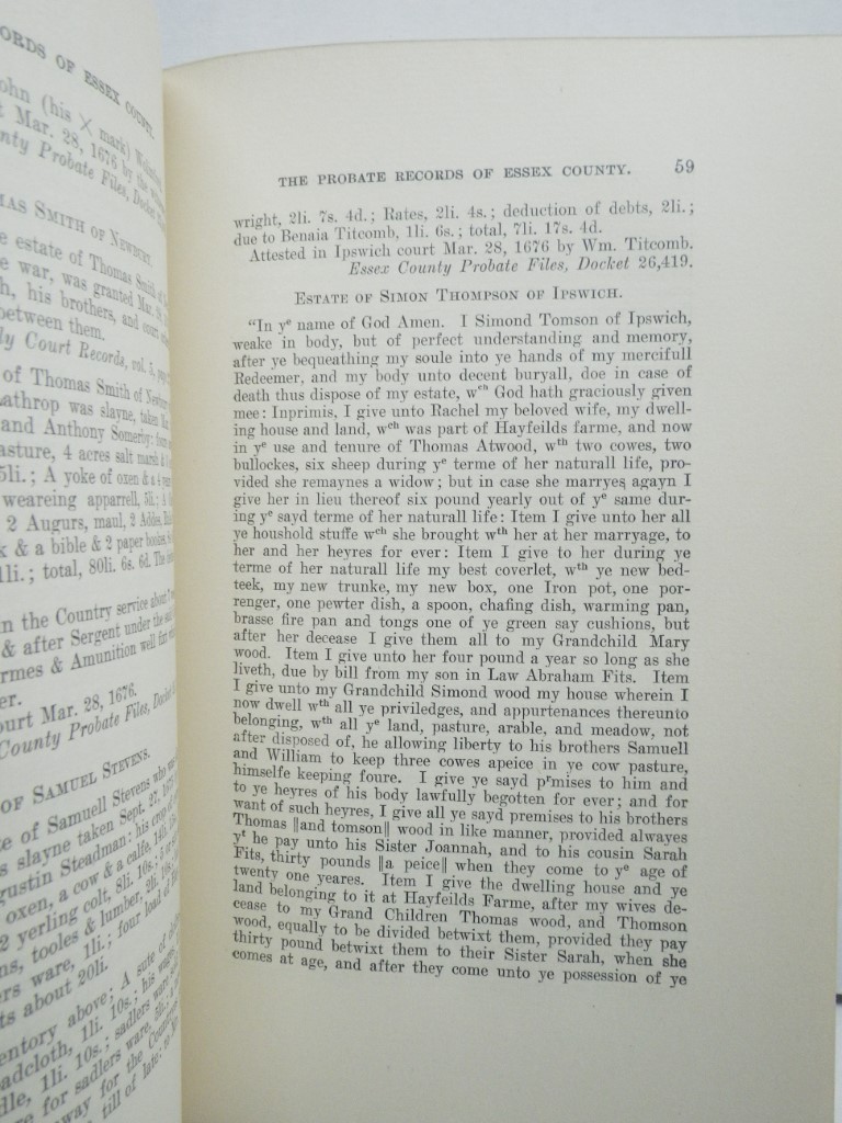Image 4 of Probate Records of Essex County Massachusetts (Vol.I 1635-1664, vol.II 1665-1674