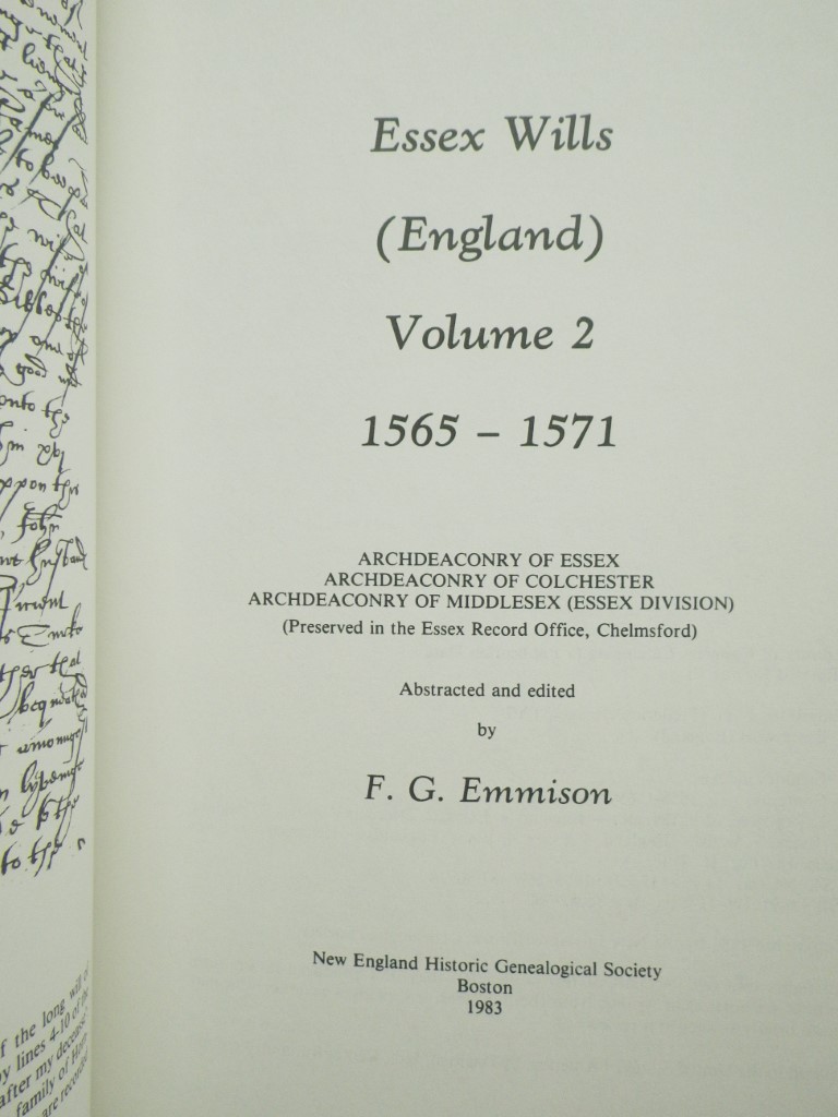 Image 1 of Essex Wills (England) Vol.2  1565-1571