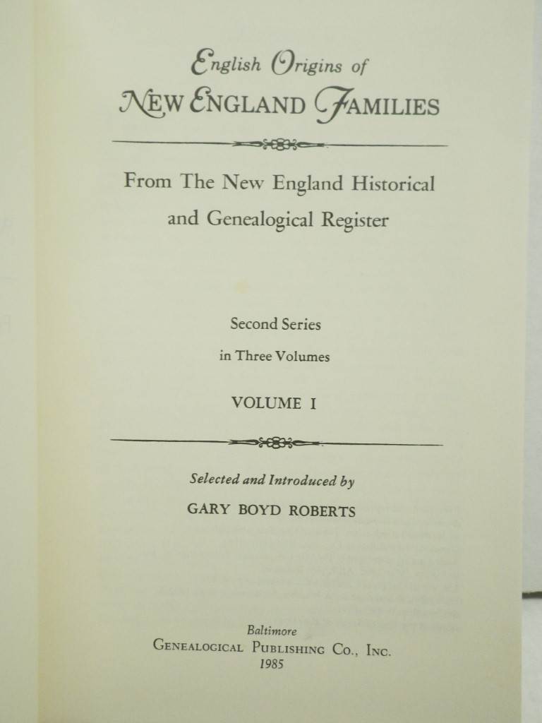 Image 1 of English Origins of New England Families, Second Series, Volume One
