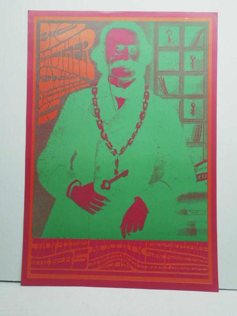 BIG BROTHER  NEON ROSE  1967 concert poster MATRIX VICTOR MOSCOSO, 20X 14.