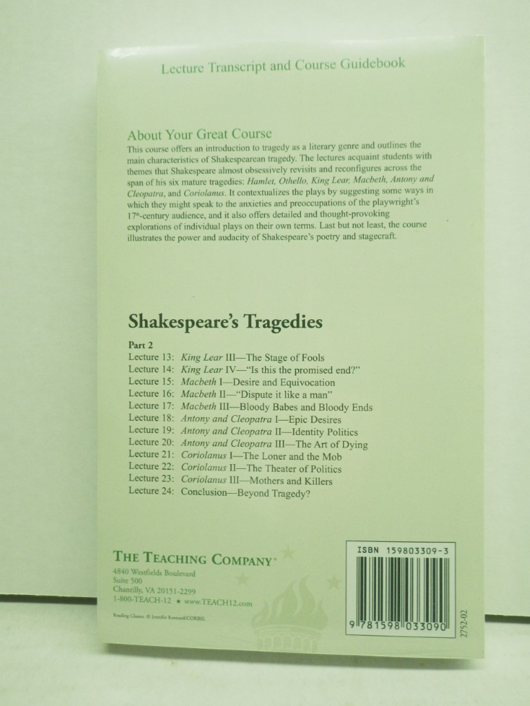 Image 1 of Shakespeare's Tragedies, Lecture Transcript and Course Guidebook, 2 books, Part 