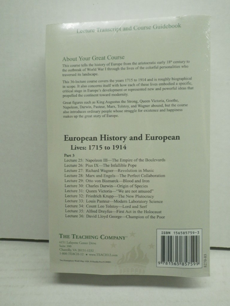 Image 1 of European History and European Lives : 1715-1914, 3 Lecture Transcript and Course