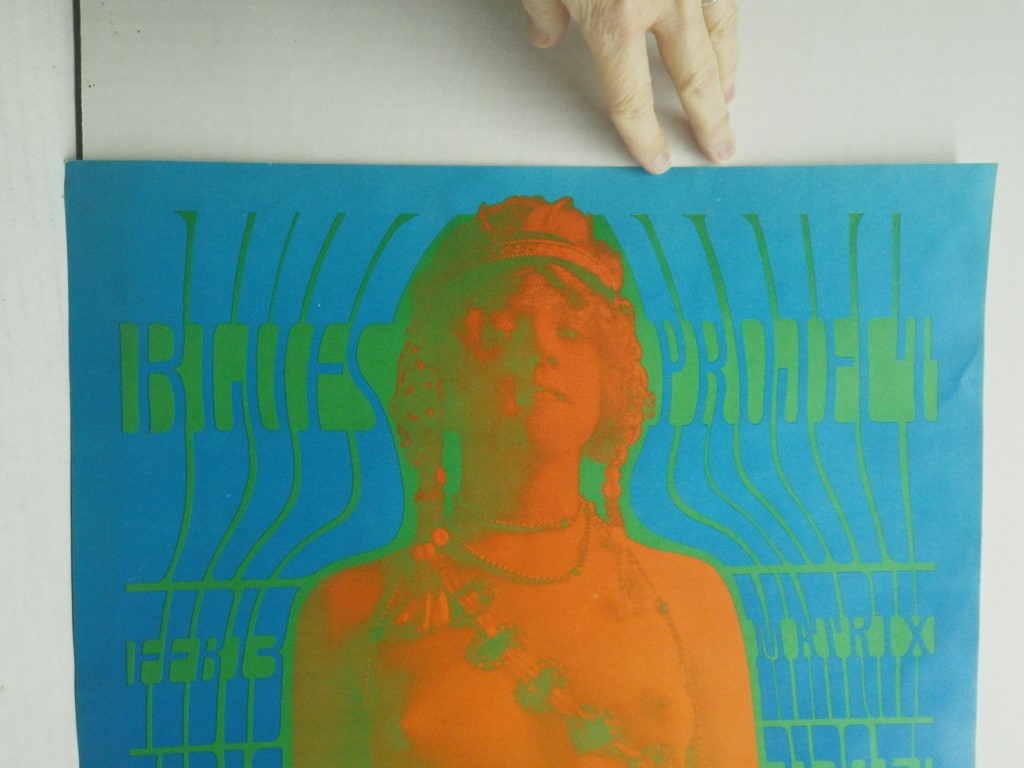 Image 1 of Blues Project NEON ROSE  1967 concert poster VICTOR MOSCOSO, 20X 15.